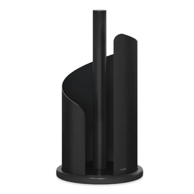 Imagen de stardis portarrollos de cocina diseño acero inoxidable mate, altura 30 cm, diámetro 15 papel para rollo cocina, soporte pie (Pure Black)