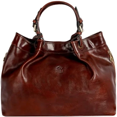 Imagen de Time Resistance Bolso de Mano para Mujer Piel Hecho a en Italia con Cuero Auténtico Vachetta Ideal Todos los Días o Ocasiones Especiales