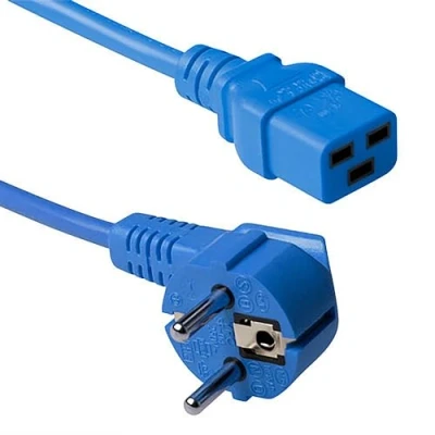 Imagen de Act Cable de alimentación C19 a Clavija CEE7/7 (en ángulo), 3m, IEC 60320, eléctrico para SAI y servidores, Azul AK5174