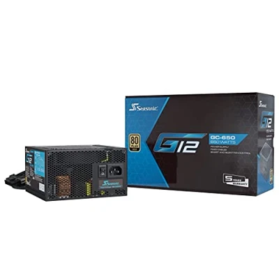 Imagen de Seasonic G12 GC 650 W Non Modular PSU, ATX 12 V, 80 Plus Gold Certified PC Power Supply with Fixed Cables