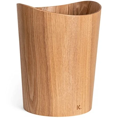 Imagen de Kazai. Papelera Oficina Madera Auténtica Börje Cubo para Oficina, Habitación Infantil, Dormitorio y más 9 litros Fresno