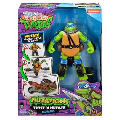 Imagen de Teenage Mutant Ninja 84291CO Tales Turtles Twist N Mutate Leonardo to 3 Ruedas Sling Shot Vehículo por Playmates Toys, Multicolor