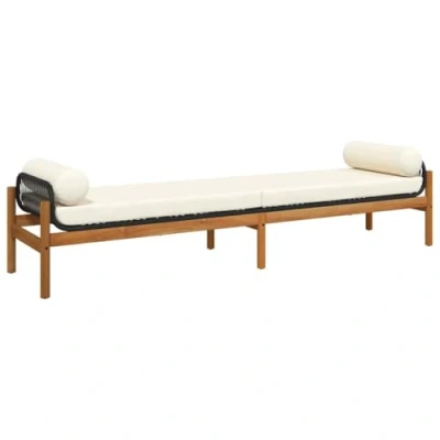 Imagen de vidaXL Banco de Jardín con Cojín, Asiento Funda Extraíble, Pícnic, Mueble para Patio Terraza, Ratán Sintético Madera Acacia Negro