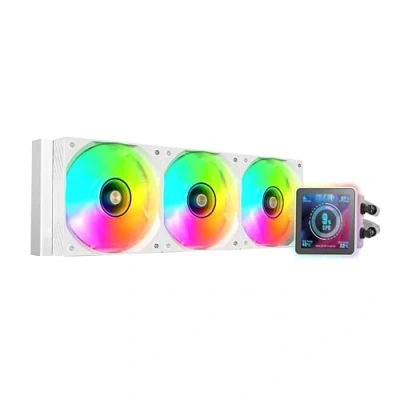 Imagen de Mars Gaming ML VISIONPRO360, Refrigeración Líquida AIO, TDP 600W, 3x Ventiladores ARGB 120mm FDB con Núcleo de Cobre y Aluminio, Pantalla LCD IPS 4 Extraíble Magnética, Opti Chamber 3rd Gen, Blanco