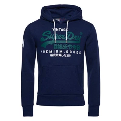 Imagen de Superdry VL NS Hood Sudadera con Capucha, Midnight Blue Grit, X Large para Hombre