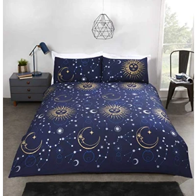 Imagen de Rapport Home Celestial Juego de Funda nórdica polialgodón, 3 Piezas, Color Azul Marino