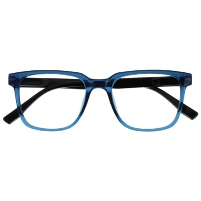 Imagen de OPULIZE LEO Gafas de Lectura Montura Rectangular Grande Azul Patillas Negras Hombre Mujer Bisagras Muelle R55 3 +1.00