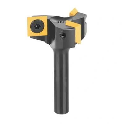 Imagen de SpeTool Fresa de Superficie Diámetro del Vástago 8mm Corte 35 mm Carburo Tungsteno 3 Insertos para Nivelar Madera con Revestimiento ATS Planear CNC Spoilboard Aplanar