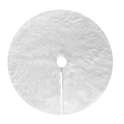 Imagen de Deggodech Falda de Árbol Navidad Felpa 90cm Arbol Blanco Christmas Tree Skirt para Feliz Fiesta Decoración (Blanco, 122cm)