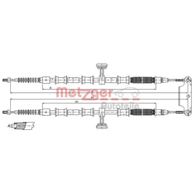 Imagen de METZGER 11.5945 Cable de Freno Mano posterior 1805/1633 x2 Discos COFLE