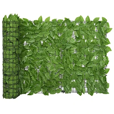 Imagen de vidaXL Toldo para Balcón Parasol Pantalla Privacidad Malla Ocultación Patio Jardín Terraza Protección Impermeable con Hojas Verde 600x75 cm