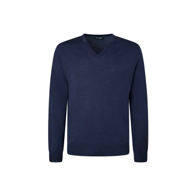 Imagen de Hackett London Gmd Merino Silk V NCK Suéter pulóver, Azul Marino 01, M para Hombre