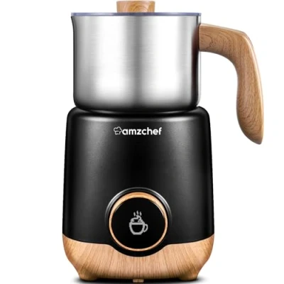 Imagen de AMZCHEF 8 IN 1 Espumador de Leche Electrico 550 W 600ml Calentador para Espumar Caliente y Fría, Caliente, con Chocolate, Comida Bebé a Base Negro
