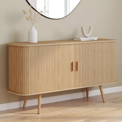 Imagen de IDMarket Romie Aparador (140 cm, efecto lamadas, 2 puertas correderas)