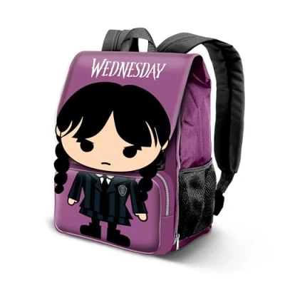 Imagen de Wednesday Miércoles Chibi Mochila Expandible EXP, Lila, 30 x 45 cm, Capacidad 28 L