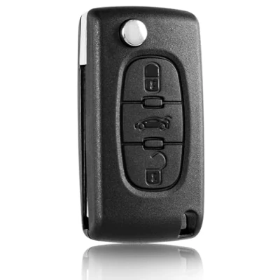 Imagen de Carcasa de 3 botones del mando a distancia tipo cuchillo para Peugeot y Citroen sin transponder pilas electrónicas llave coche