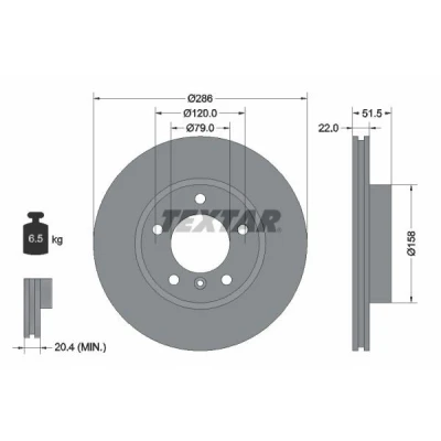 Imagen de TEXTAR 92055600 Disco de freno 286 22 05/06 120 ventilación interna sin perno sujeción rueda, buje rueda BMW: 3 Berlina, Coupé