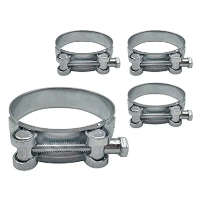 Imagen de SKIR&#039;CO Paquete de 4 abrazaderas manguera reforzadas 80 85 mm, acero galvanizado, tubo ajustable y abrazadera (4 piezas)
