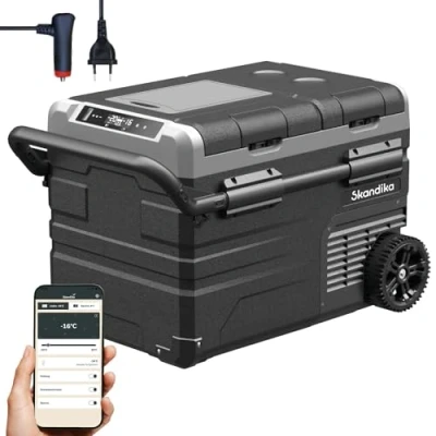 Imagen de Skandika Routa Nevera con congelador portátil 35 L 55 +20 a 20 C App Control, compresor de 2 Zonas, para Coche, Camping Compartimentos, silenciosa, Eco Mode (35 L)