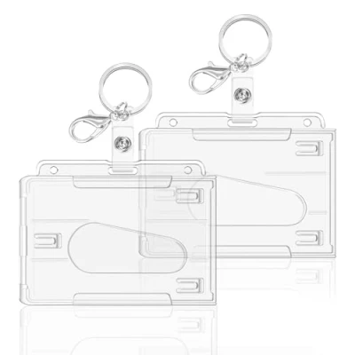 Imagen de Portatarjetas de Identificación Juego 2, Funda Plástico Resistente, Ideal para Tarjetas Proximidad, Crédito y Documentos (Horizontal 2 Pcs)