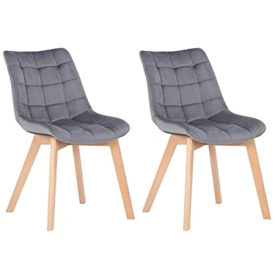 Imagen de CLP Set De 2 Sillas Comedor Passaic Acolchada En Terciopelo I Butacas Salón con Look Nórdica &amp; Base Madera, Color:Gris