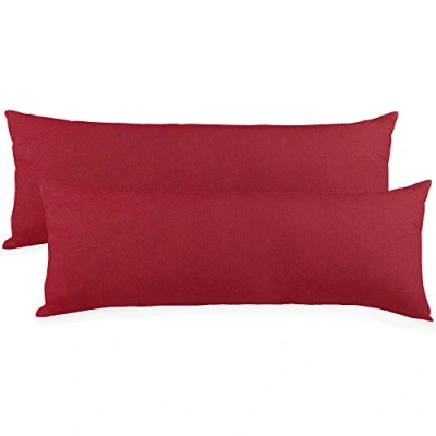 Imagen de aqua textil Classic Line Juego de 2 Fundas Almohada (40 x 200 cm), Color Burdeos y Rojo
