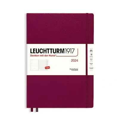Imagen de LEUCHTTURM1917 367692 Agenda semanal y cuaderno Master (A4+) 2024, 12 meses, Port Red, Inglés