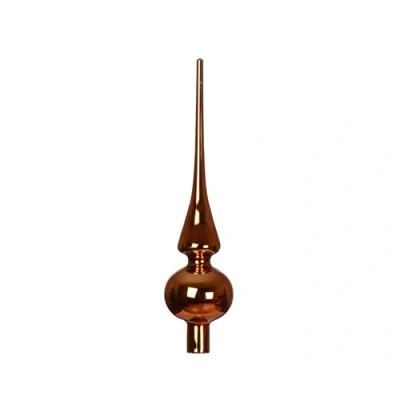 Imagen de punta de cristal para árbol Navidad, 26 cm alto, diámetro = 6 cm, brillante color naranja cálido