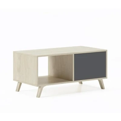 Imagen de Skraut Home Mesa de Centro 45 x 92 50 cm Baja Ideal para Salón o Comedor Modelo Wind Madera Resistente Mueble Auxiliar Acabado Puccini/Gris