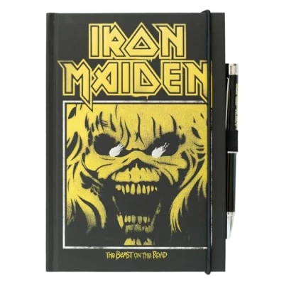 Imagen de Grupo Erik Cuaderno Iron Maiden con bolígrafo proyector, A5, hojas blancas, punteado, Libreta A5 notas, Bloc de notas Bullet journal
