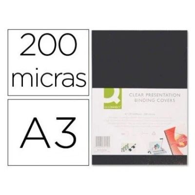 Imagen de Q Connect Tapa de encuadernacion pvc din a3 opaca negra 200 mc (100 unidades)