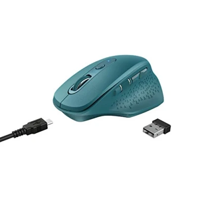 Imagen de Trust Ozaa Ratón Inalámbrico Recargable, 6 Botones, Ergonomico, Receptor USB Plug and Play, Interruptor de Encendido/Apagado, Wireless Mouse para Ordenador Portatil, PC, Macbook, Chromebook Azul