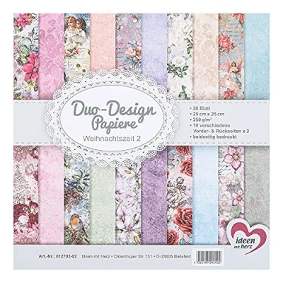 Imagen de Ideen mit Herz papel de diseño Duo, 20 hojas para manualidades, 25 x cm, 250 g/m², impreso por ambos lados, ideal álbumes recortes (navidad 02)