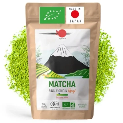 Imagen de ORIGEENS Te Matcha ECOLOGICO Japonés Single Origin Shizuoka en polvo Bolsita 80gr verde Tea
