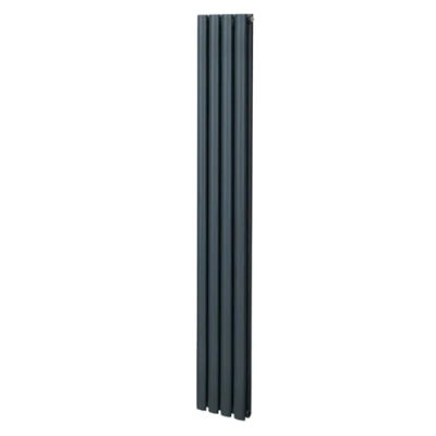 Imagen de Radiador de Columna Ovalada 1800mm x 240mm Vertical Gris Antracita Acero Montado en pared Kit fijación y soportes + Cepillo limpieza GRATIS Calefacción estufa calefactor