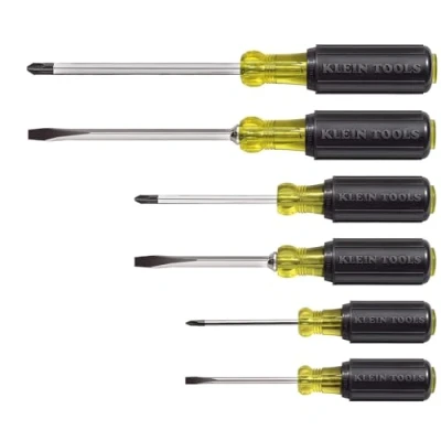 Imagen de Klein Tools 85074 Juego de destornilladores 6 piezas incluye 3 puntas planas multiusos, Phillips, fabricado en Estados Unidos, agarre acolchado, mecanizados precisión