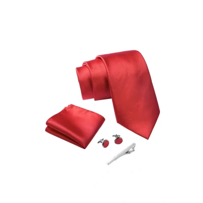 Imagen de Massi Morino Corbatas de hombre Champán Cuadrado y pañuelos con gemelos, clip corbata set Beige Accesorio traje modernas para boda