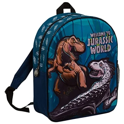 Imagen de Jurassic World Bag mochila para niños con diseño de dinosaurio T Rex niños, regreso a clases, bolsa almuerzo, azul, Talla única