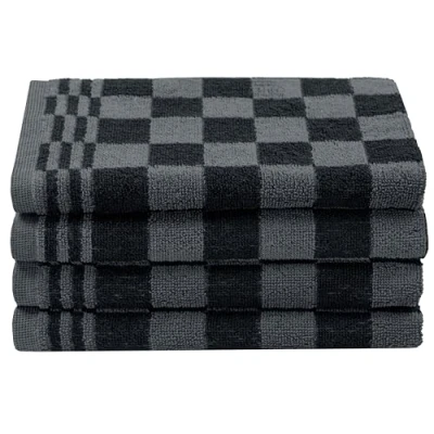 Imagen de ZOLLNER Juego de 4 paños Cocina algodón en 50x50 cm Muy absorbentes y Resistentes Lavables hasta 60C Negros a Cuadros Calidad hostelería Certificado Oeko Tex