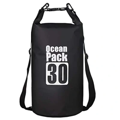 Imagen de Mochila impermeable de lona 500D, resistente, PVC, resistente al agua, para kayak / bote canoa pesca rafting Natación Camping snowboard, negro