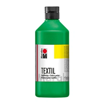 Imagen de Marabu 17160075062 pintura textil verde claro 500 ml, a base de agua, para tejidos ligeros, lavable hasta 60C, tacto suave, fácil fijar con la plancha o el horno
