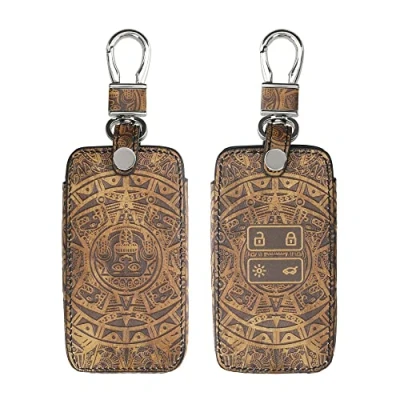 Imagen de kwmobile Funda Compatible con Renault Llave de Coche Smart Key 4 Botones (Solo Keyless Go) Cubierta Cuero sintético Case para Mando y Control Auto Calendario Azteca