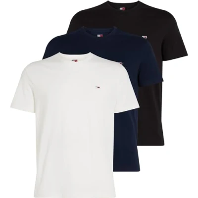 Imagen de Tommy Jeans 3 PACK Camiseta básica, Hombre, Talla: 54, Ecru black dark night navy