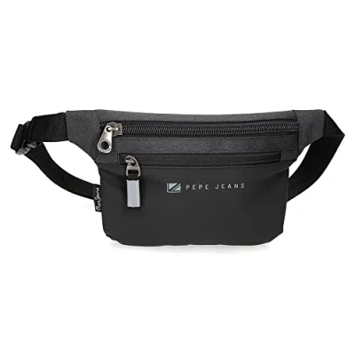 Imagen de Pepe Jeans Jarvis Riñonera Plana Negro 25x15x2,5 cms Poliéster con detalles en Piel Sintética