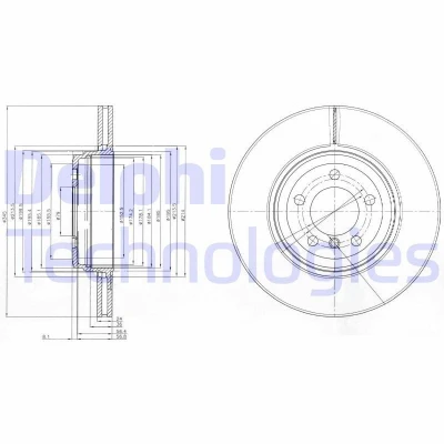 Imagen de DELPHI BG9789 Disco de freno 345 24 5 ventilado aceitado sin procesar cojinete rueda, anillo sensor ABS BMW: 7
