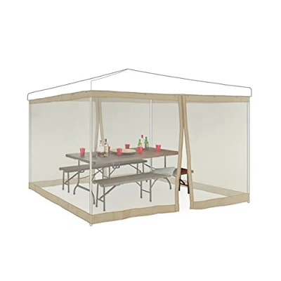 Imagen de Relaxdays Moskitonetz Mosquitera para Carpa, Malla Antimosquitos Cenador 3 x m, 2 Laterales, Red Antiinsectos, Cremallera, Beige, 12 18