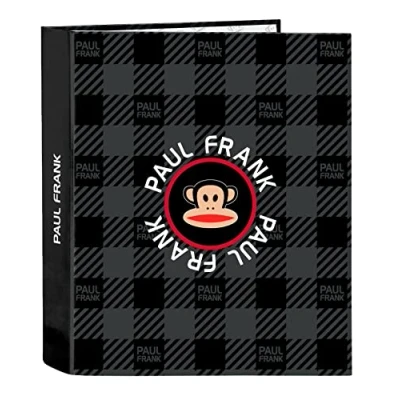Imagen de Safta PAUL FRANK Campers Carpeta de Folio 4 Anillas, Ideal para Niños Diferentes Edades, Cómoda y Versátil, Calidad Resistencia, 27x6x33 cm, Color Negro