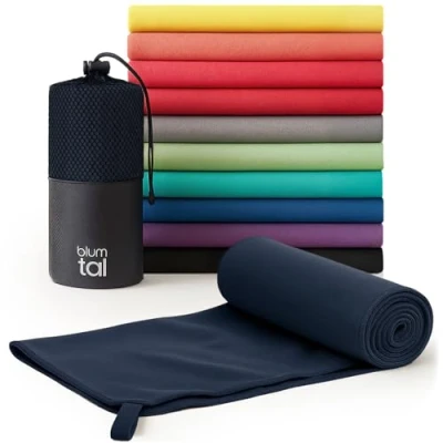 Imagen de Blumtal Toalla Microfibra 140x70 cm Toallas Gimnasio de Secado rápido Gym para Deporte Yoga Azul Marino