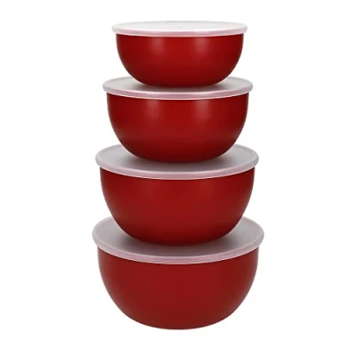 Imagen de KitchenAid Mixing Bowl / Batter Core Emperor Red with lids 4 Pieces