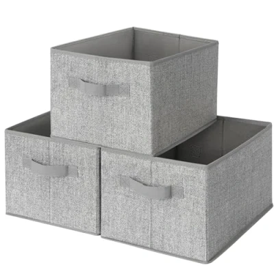 Imagen de GRANNY SAYS Cajas Tela Almacenaje, Pack de 3 Almacenaje Ropa Armario, Ropa, Caja Organizadora Grande, Ordenacion Gris
